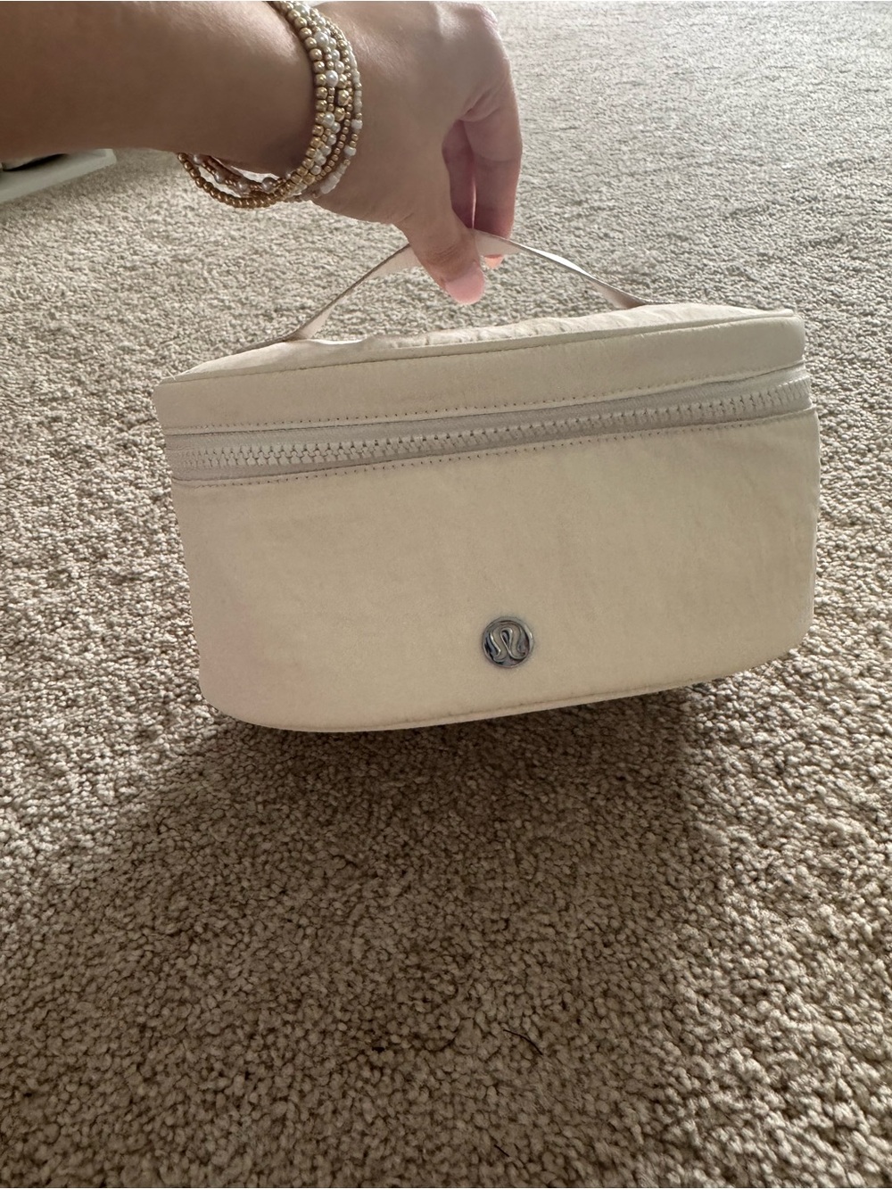 lululemon athletica Small Cream Cosmetic Pouch with Top Handle